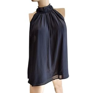 H&M Halter Top Womens Size XL Black Ruffle Neck Lined Flowy Whimsigoth Grunge